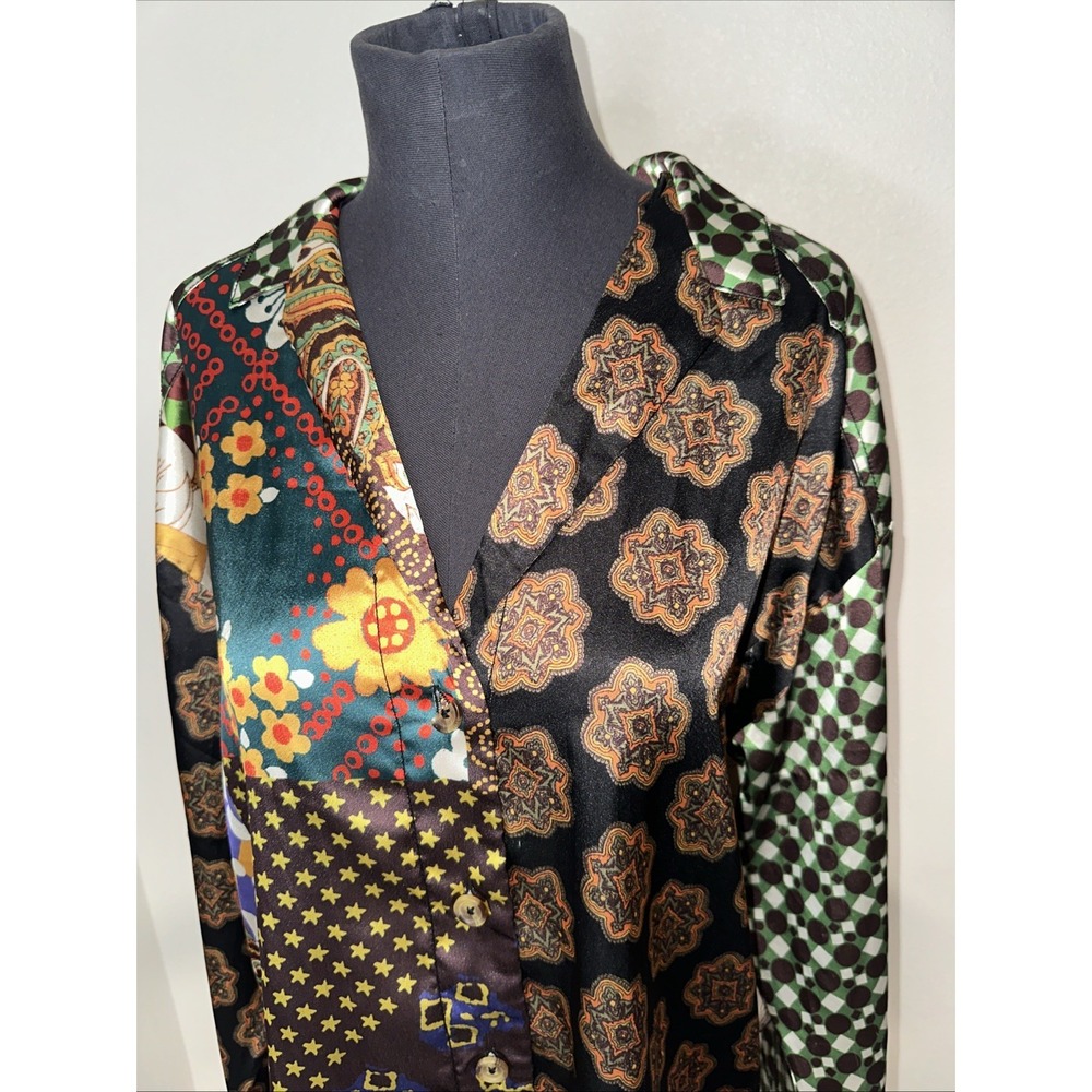 Urban Outfitters Patchwork Button Down Blouse Mul… - image 2